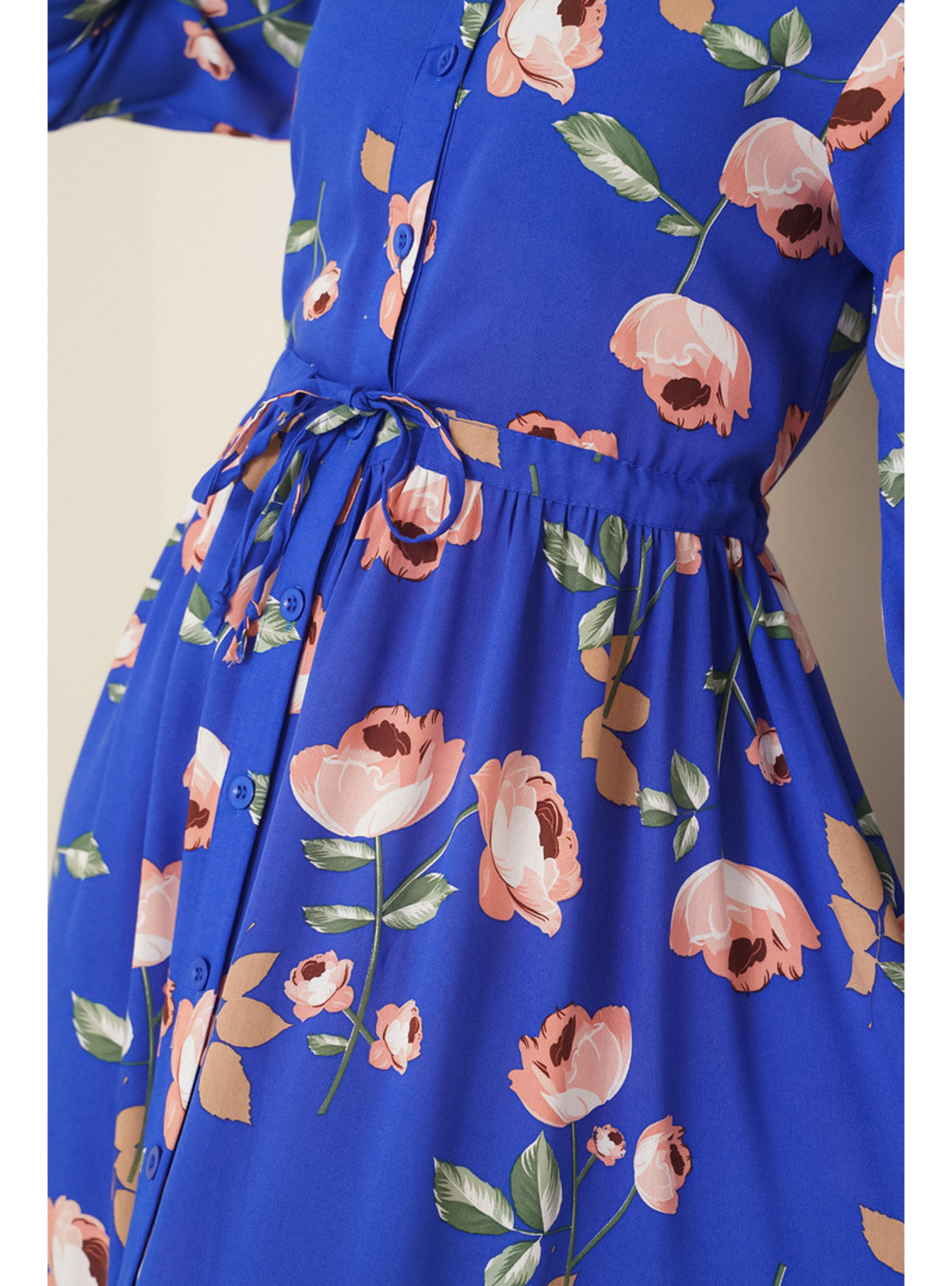 فستان كاجوال  باللون الأزرق الساكسي  - AYAM