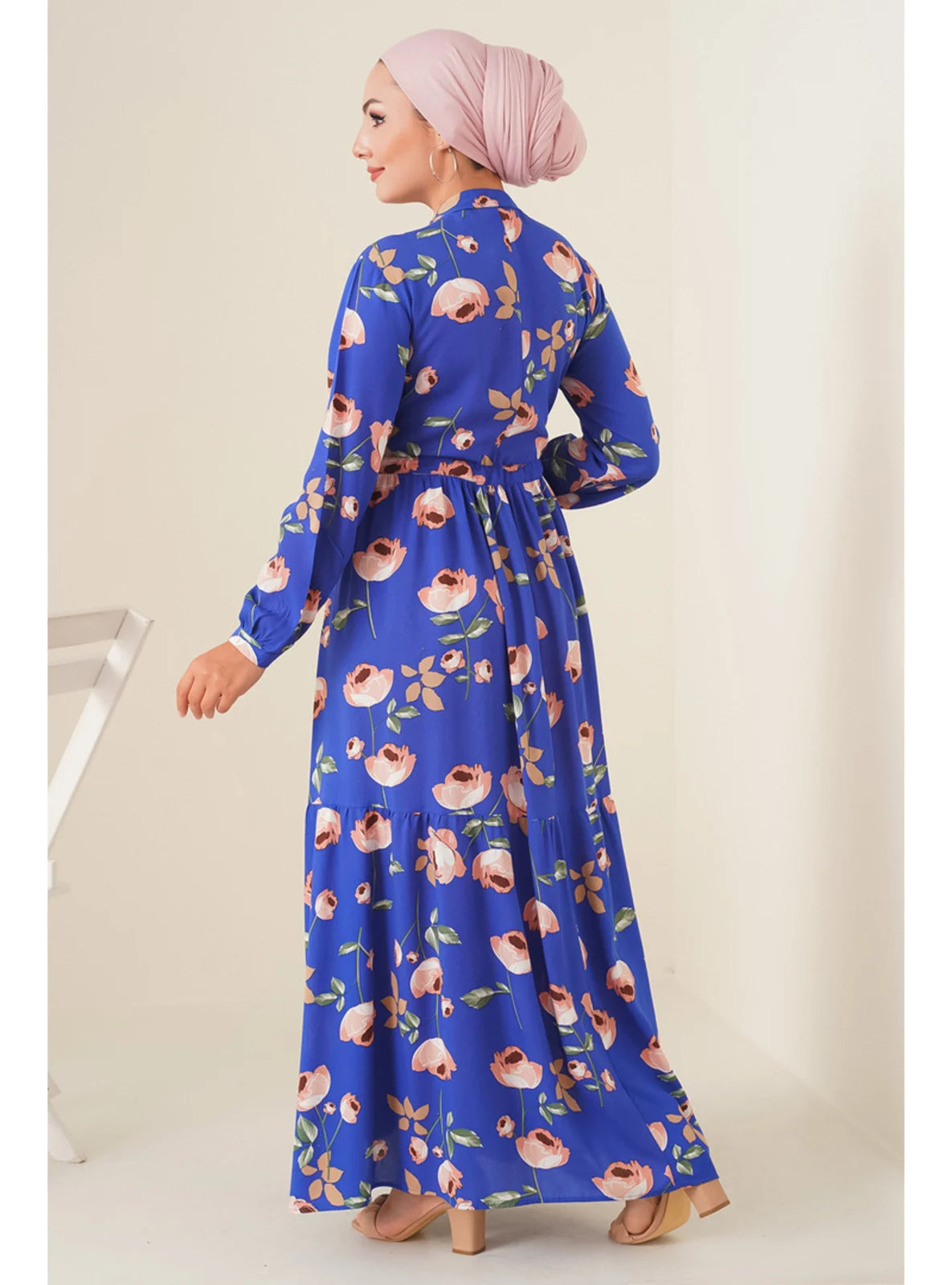 فستان كاجوال  باللون الأزرق الساكسي  - AYAM